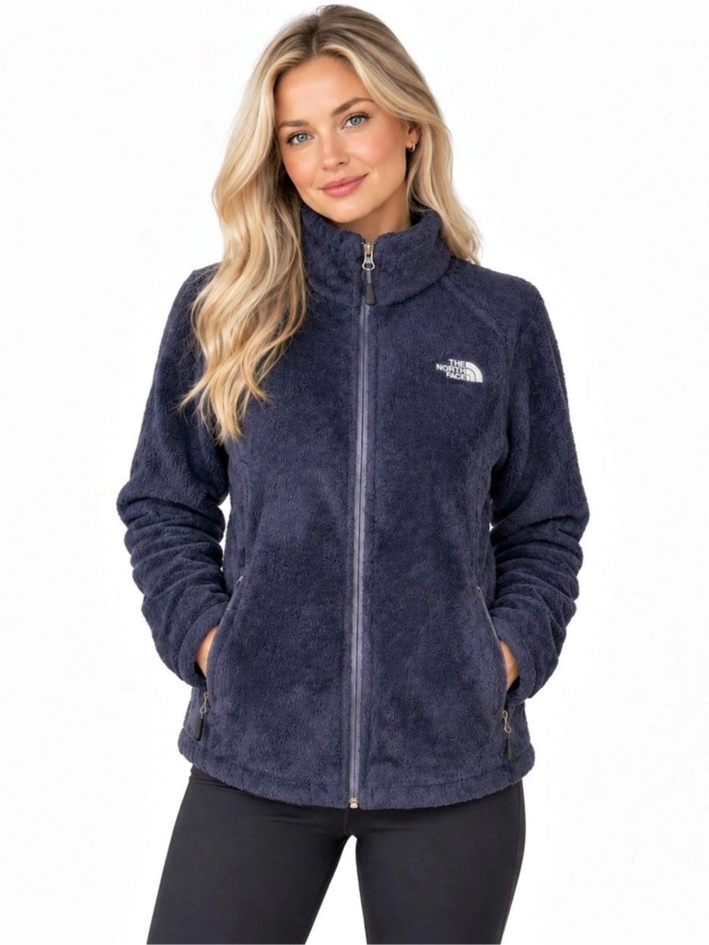 The North Face Osito 2 Jacket Women M Imperial Blue Plush Fleece Full Zip